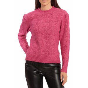 Avec Les Filles Women's Cable-Knit Pullover Sweater Pink M B4HP